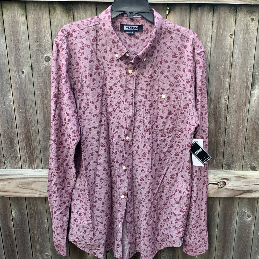 Ezekiel large tall fit cotton floral shirt. NWT!